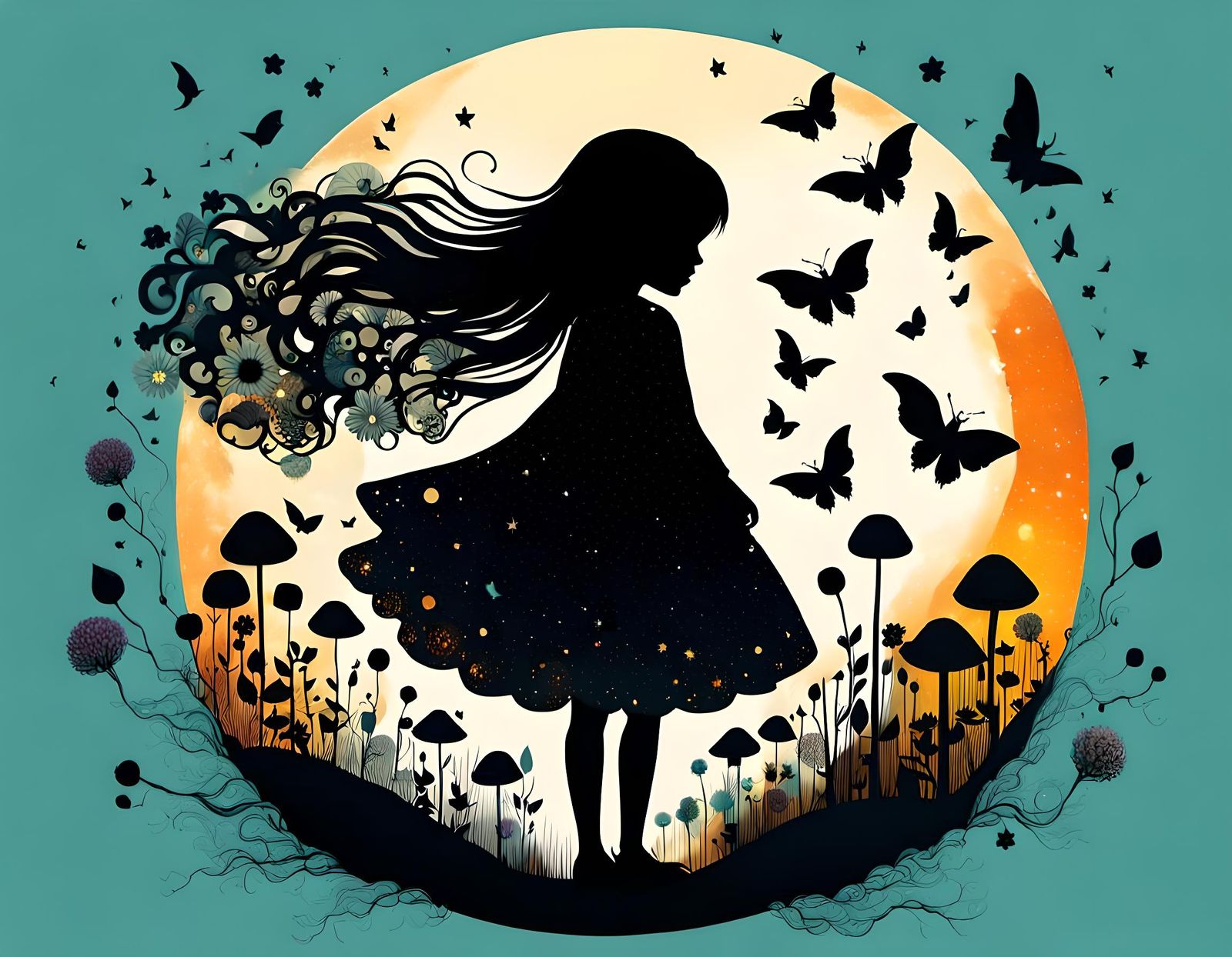 Surreal Angel Hair Collage in Dark Fantasy Style