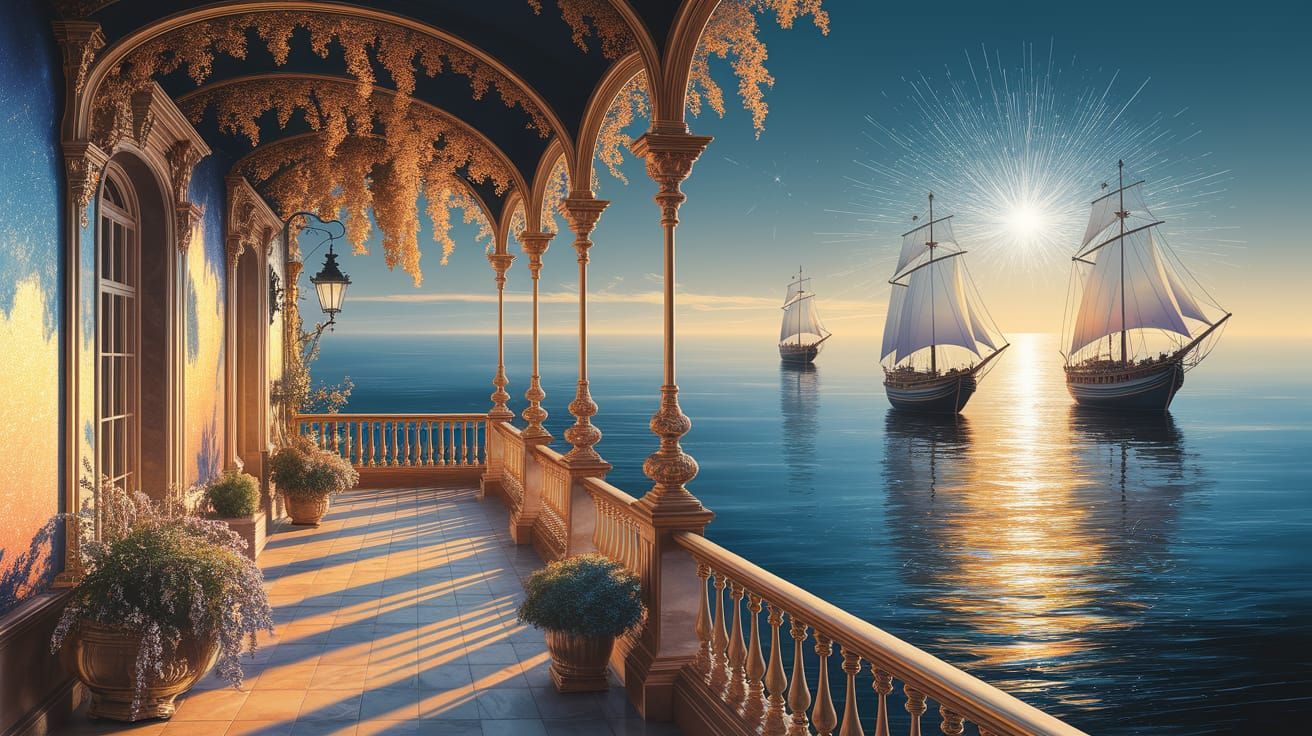 Seaside Townscape at Golden Hour