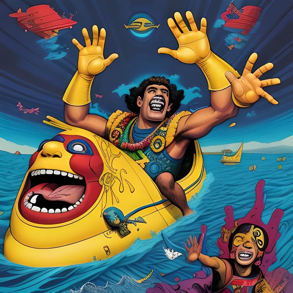 Samoan Figures Reaching for Joy: Comic Book Art