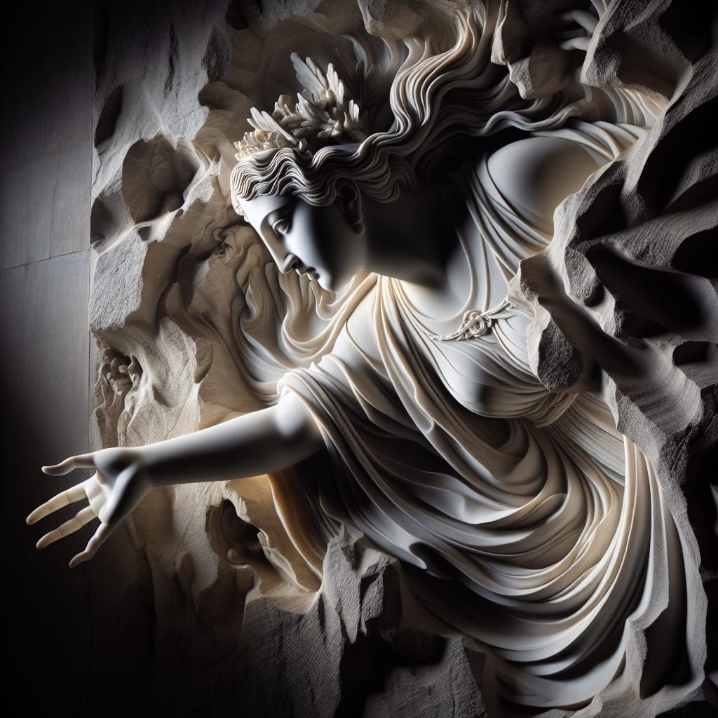 Ethereal Goddess Reaches Out in Classical Sculpture