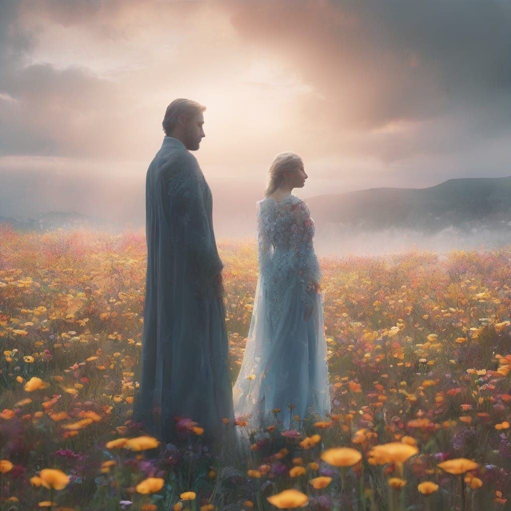 Contrasting Split Screen: Flowers and Frozen World