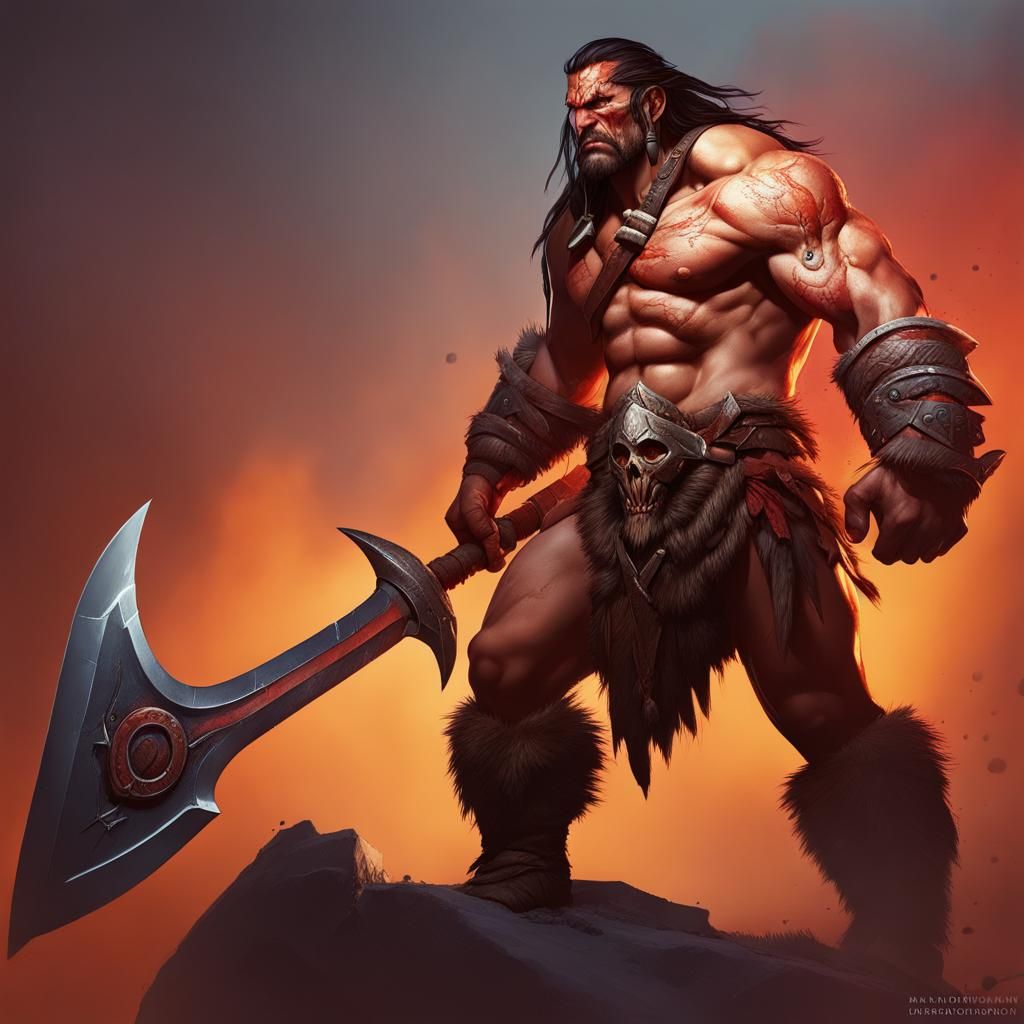 Hyperrealistic Barbarian Concept Art in Color Depth