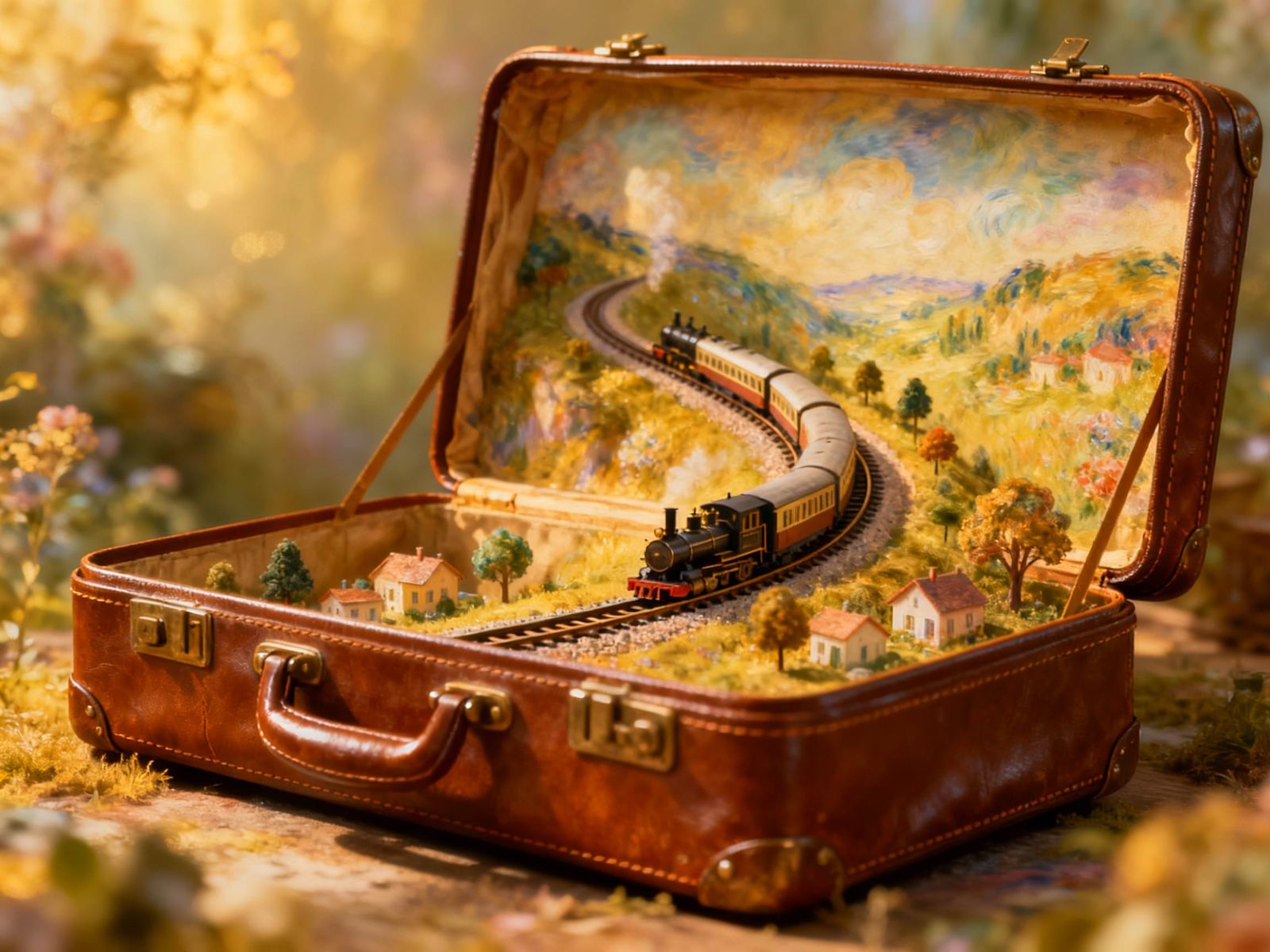 Miniature Train Adventure Inside a Vintage Suitcase