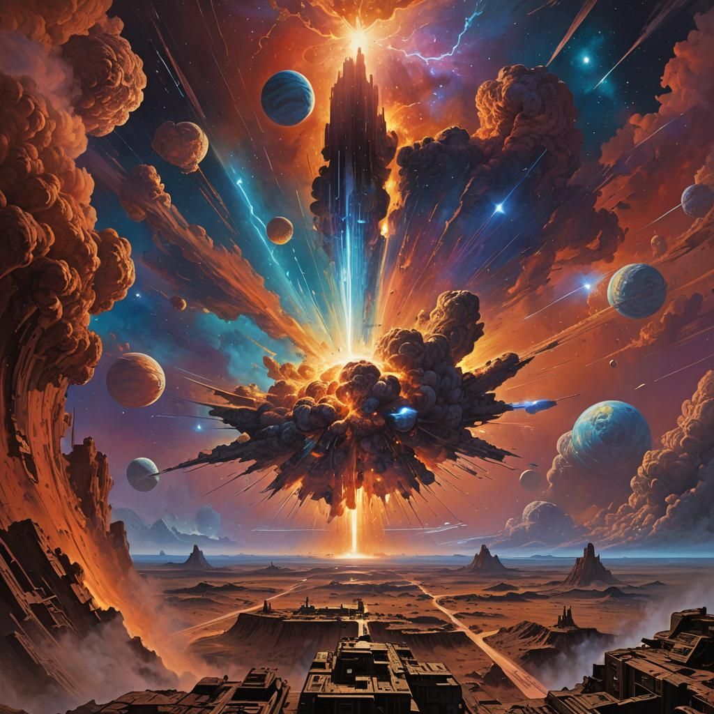 Vibrant Cosmic Explosion with Rippling Shockwaves