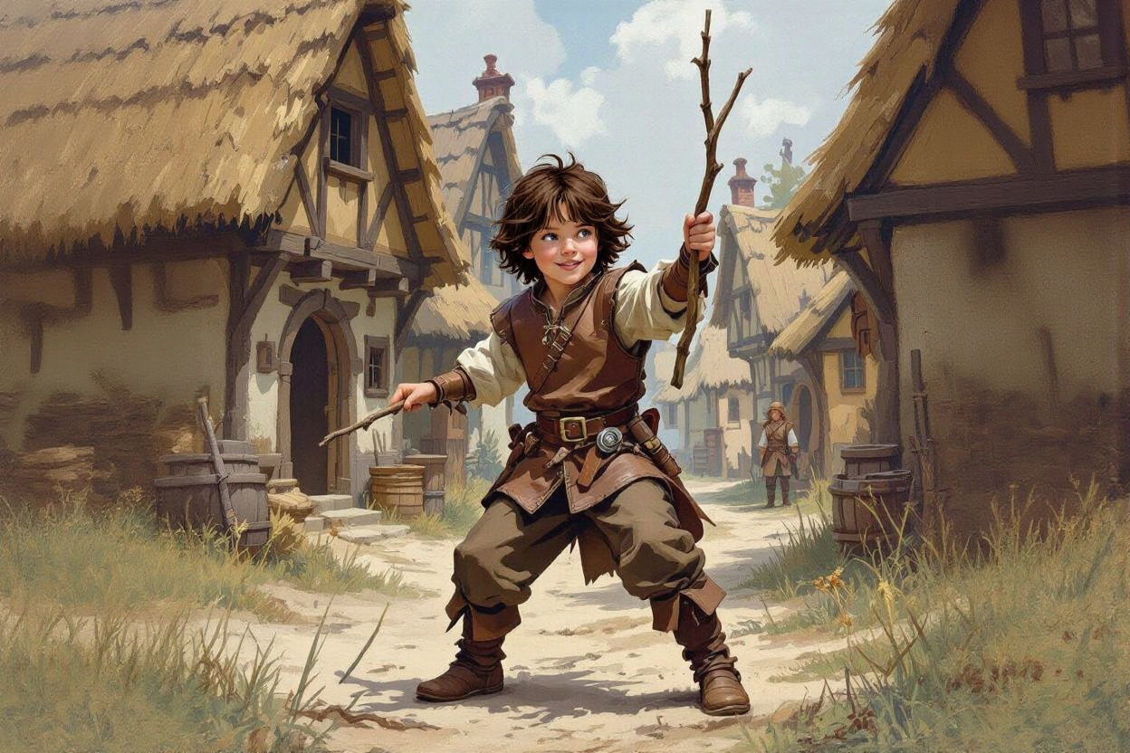 Medieval Boy Adventurer as Magic Card Art