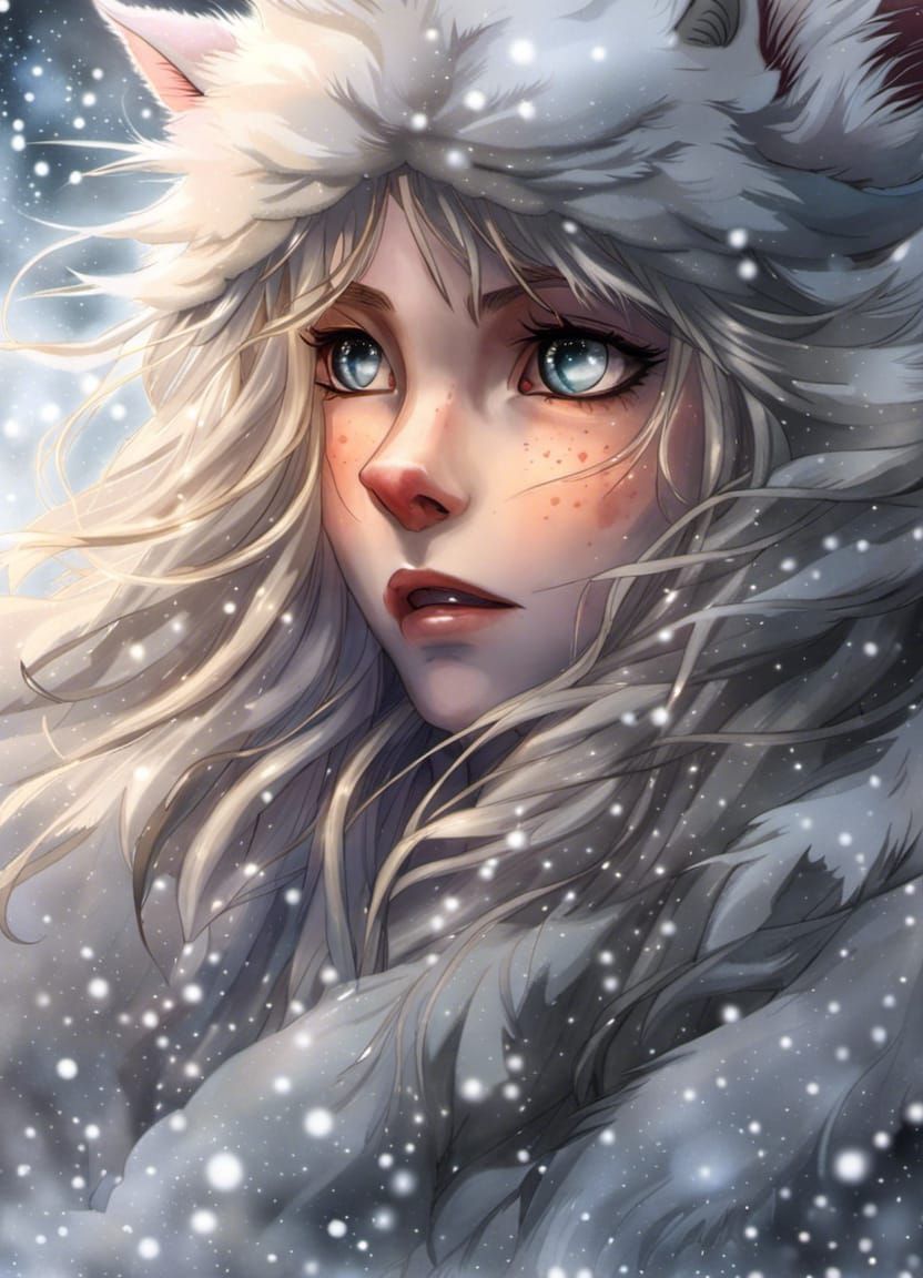 Crying Lynx Girl in Snowy God Realm