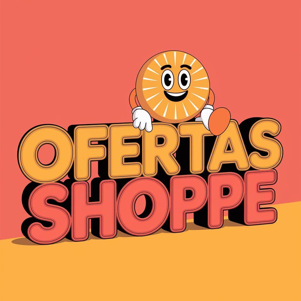 Vibrant 3D 'Ofertas' with Lightning Character, Cyberpunk Sty...