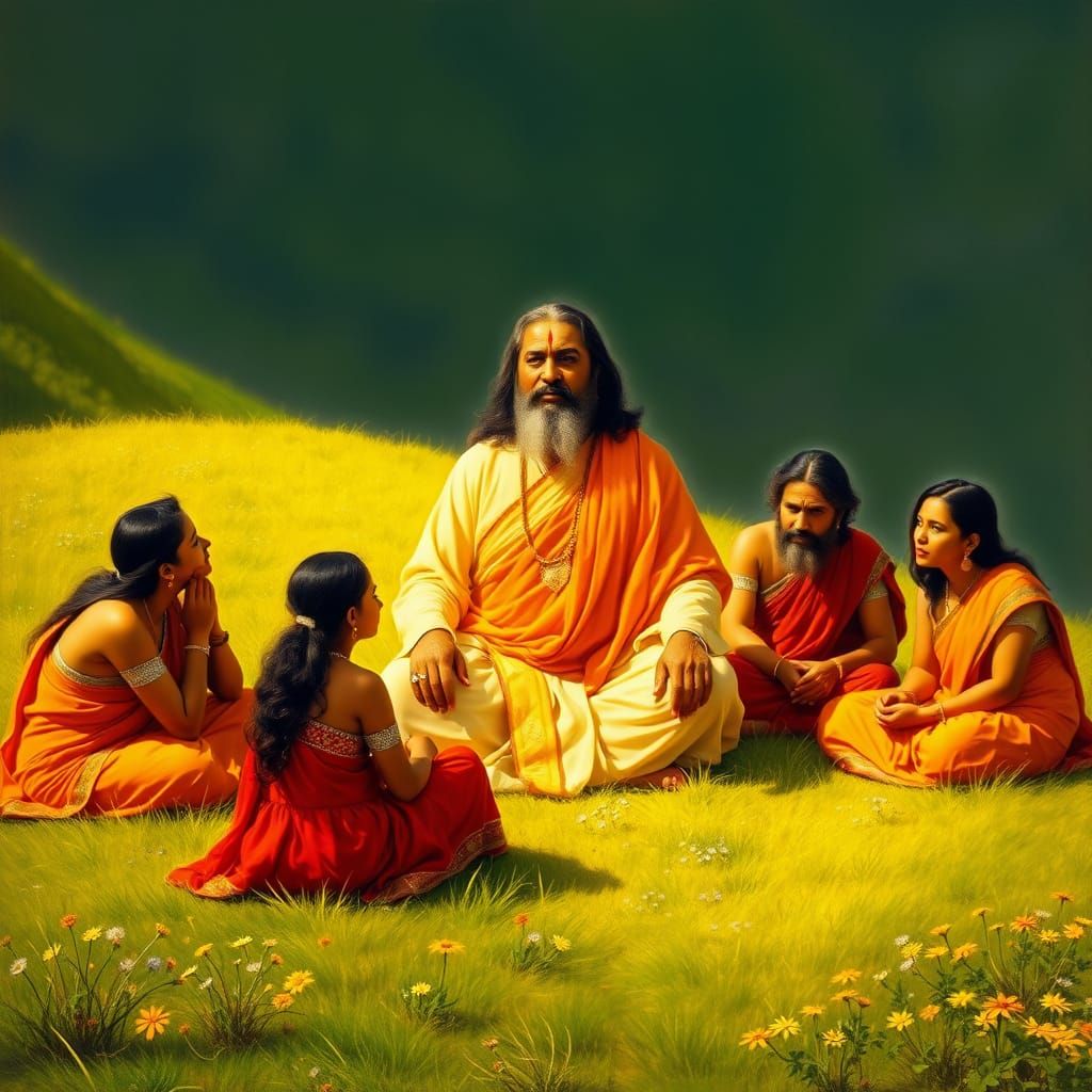 Paramahansa Yogananda in a Lush Indian Landscape