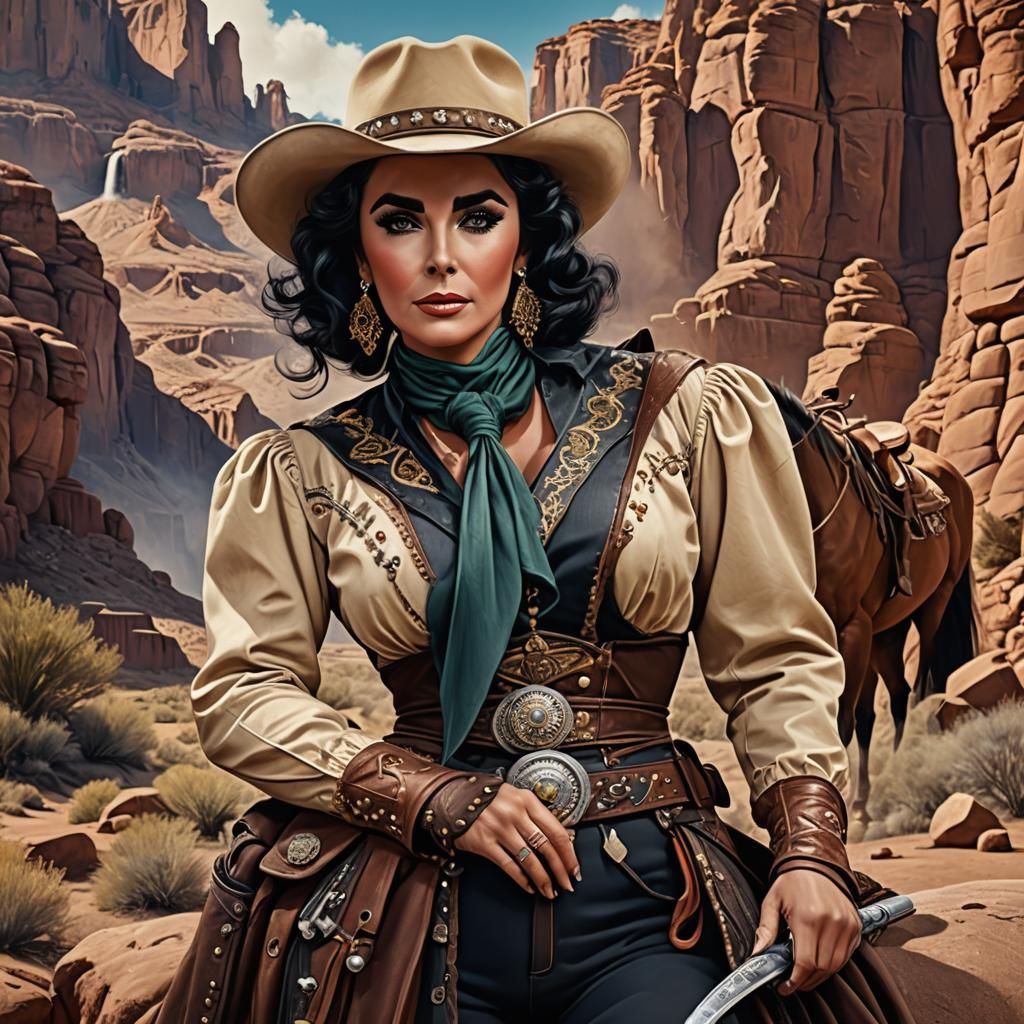 Elizabeth Taylor as Cowgirl: Detailed Matte Painting