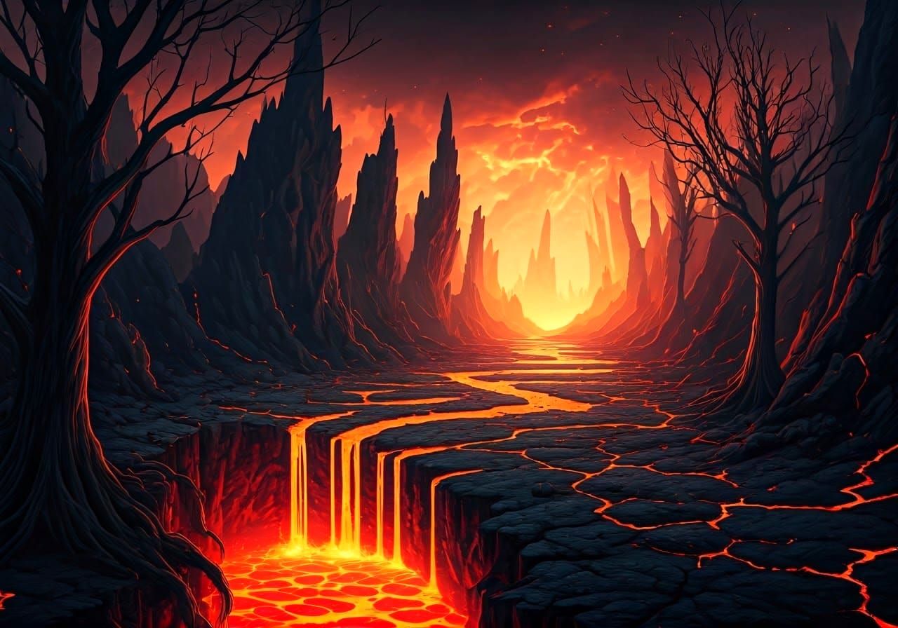 Fantasy Landscape in Dark Surrealist Style