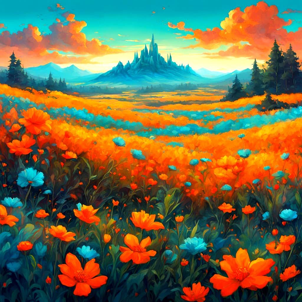 Vibrant Field: Dynamic Lighting Concept Art