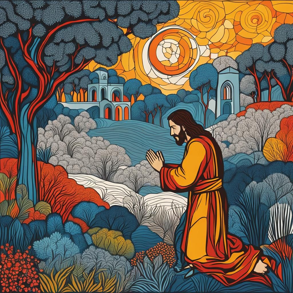 Jesus Praying in Gethsemane: Abstract Art