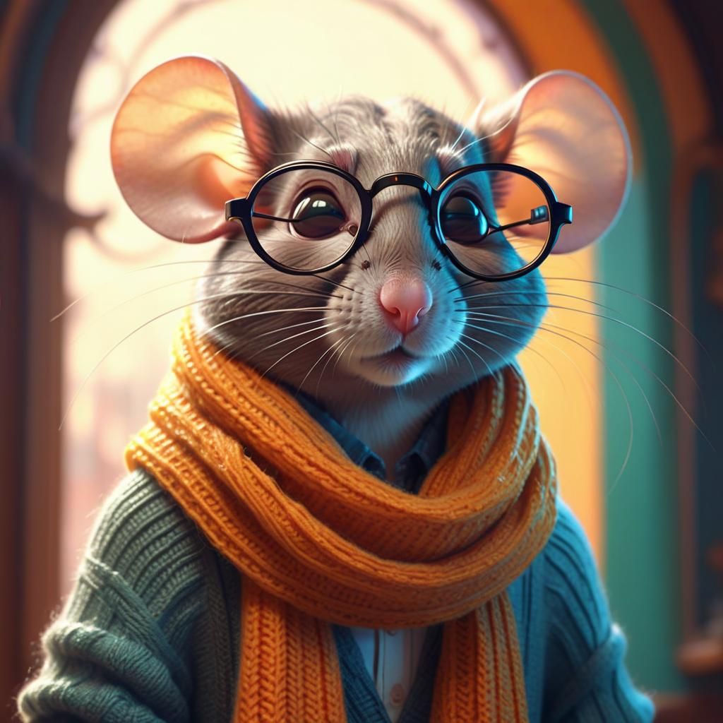 Mouse Portrait in Art Nouveau Style