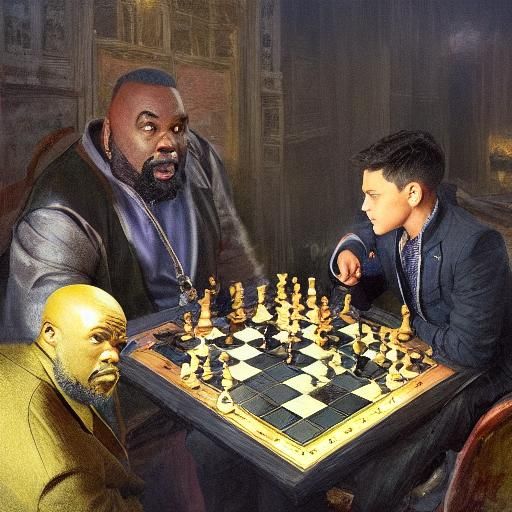 Ben Shapiro and Mr. T Play Chess, Dark Fantasy Art