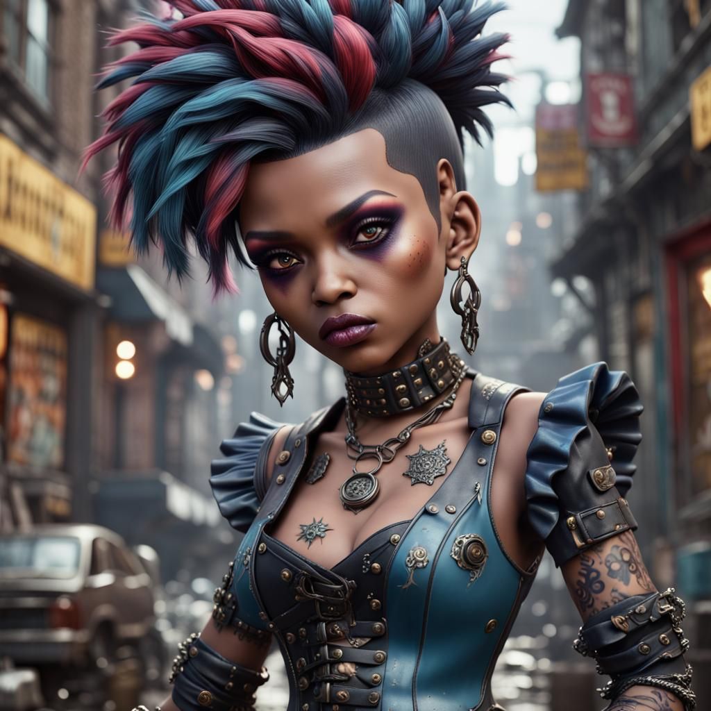 Detailed Matte Painting of Punk Porcelain Doll