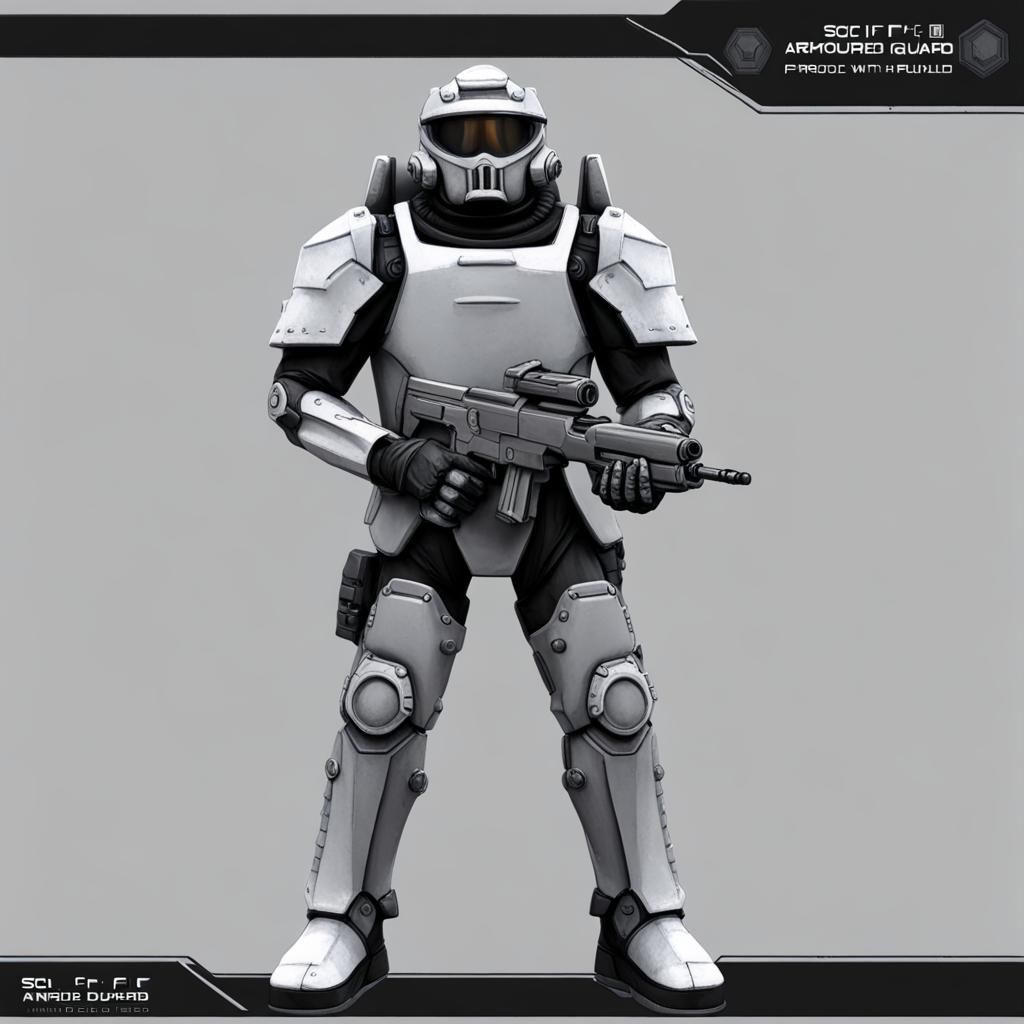 Sci-Fi Armored Guard with Pistol