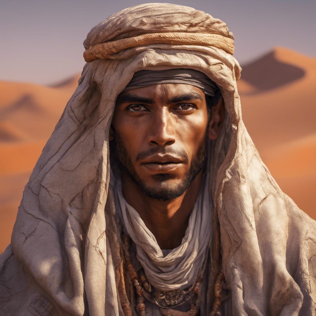 Berber Man in Tuareg Clothes, Sahara Desert Dawn