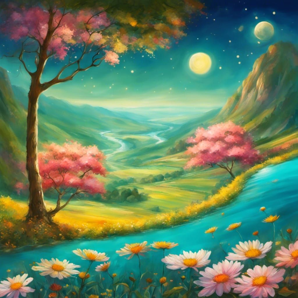 Magical Tree in Happy Landscape by Yuumei