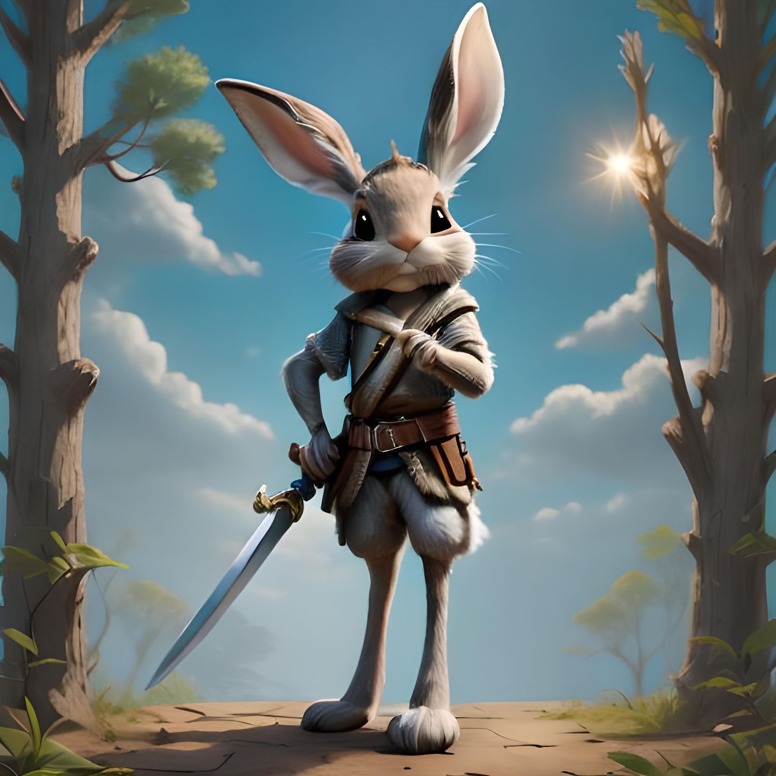Cartoon Rabbit Swashbuckler Sword Fight
