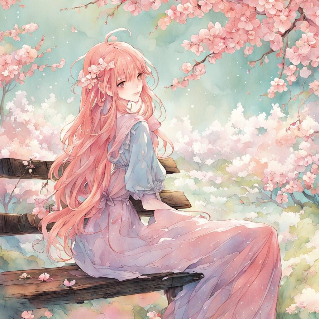 Whimsical Anime Girl in Vibrant Park