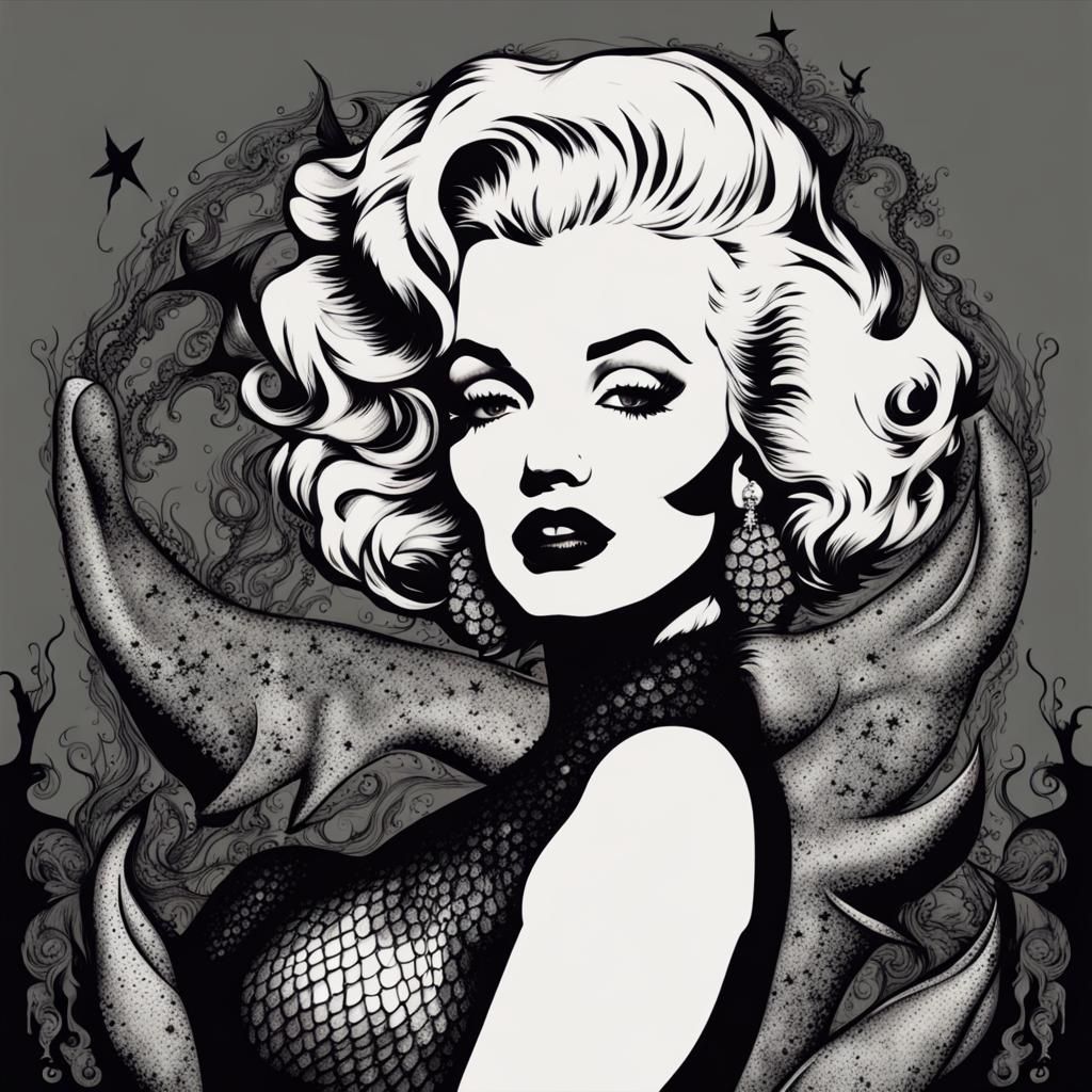 Gothic Marilyn Mermaid: AI Generated Image