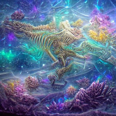 Dinosaur Skeleton Undersea Reef in Astral Style