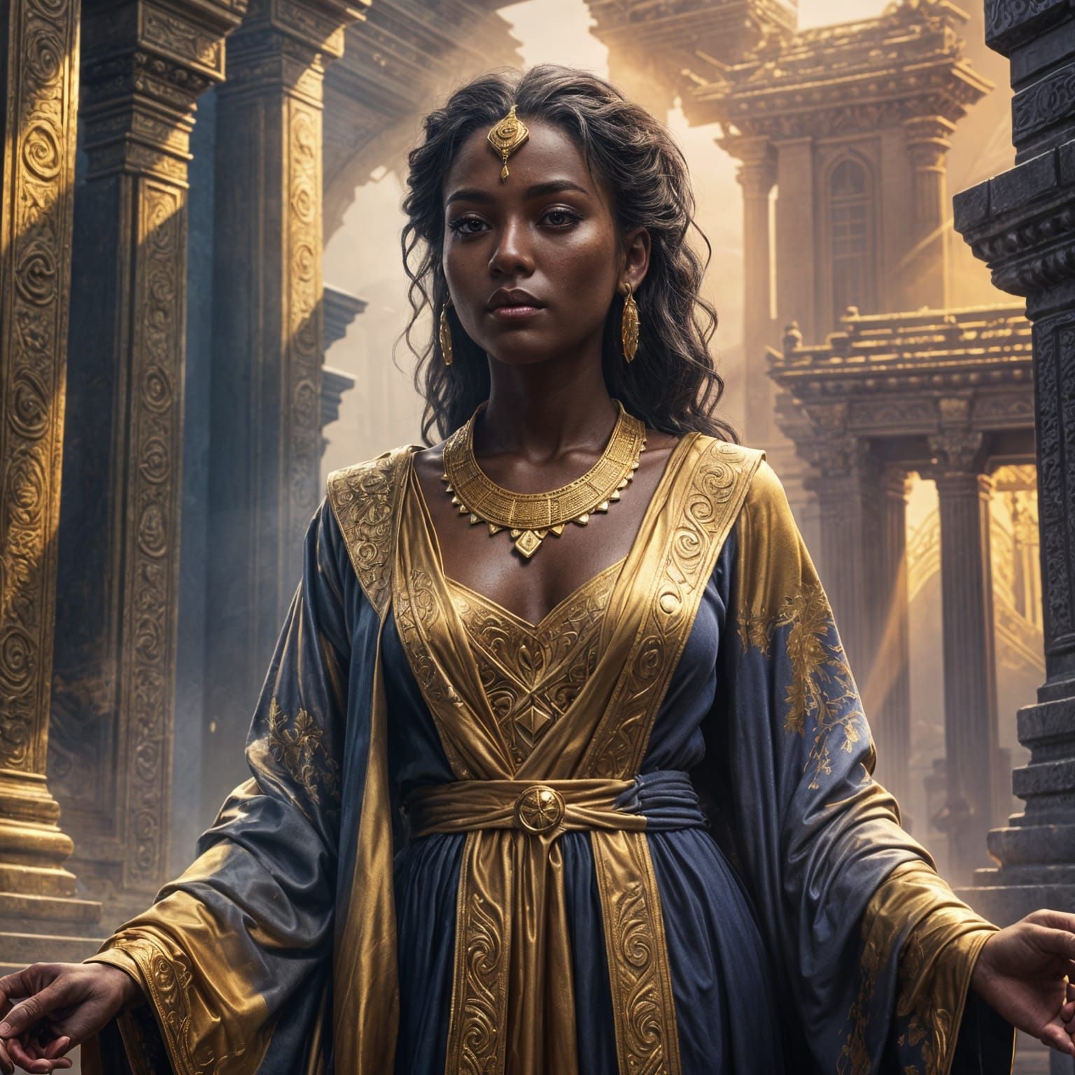 Girl with Gold Eyes and Robe: Fantasy Concept Art