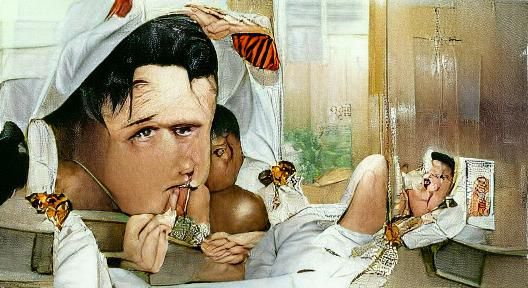 Elvis Presley in the Jungle Room, Rockwell Style
