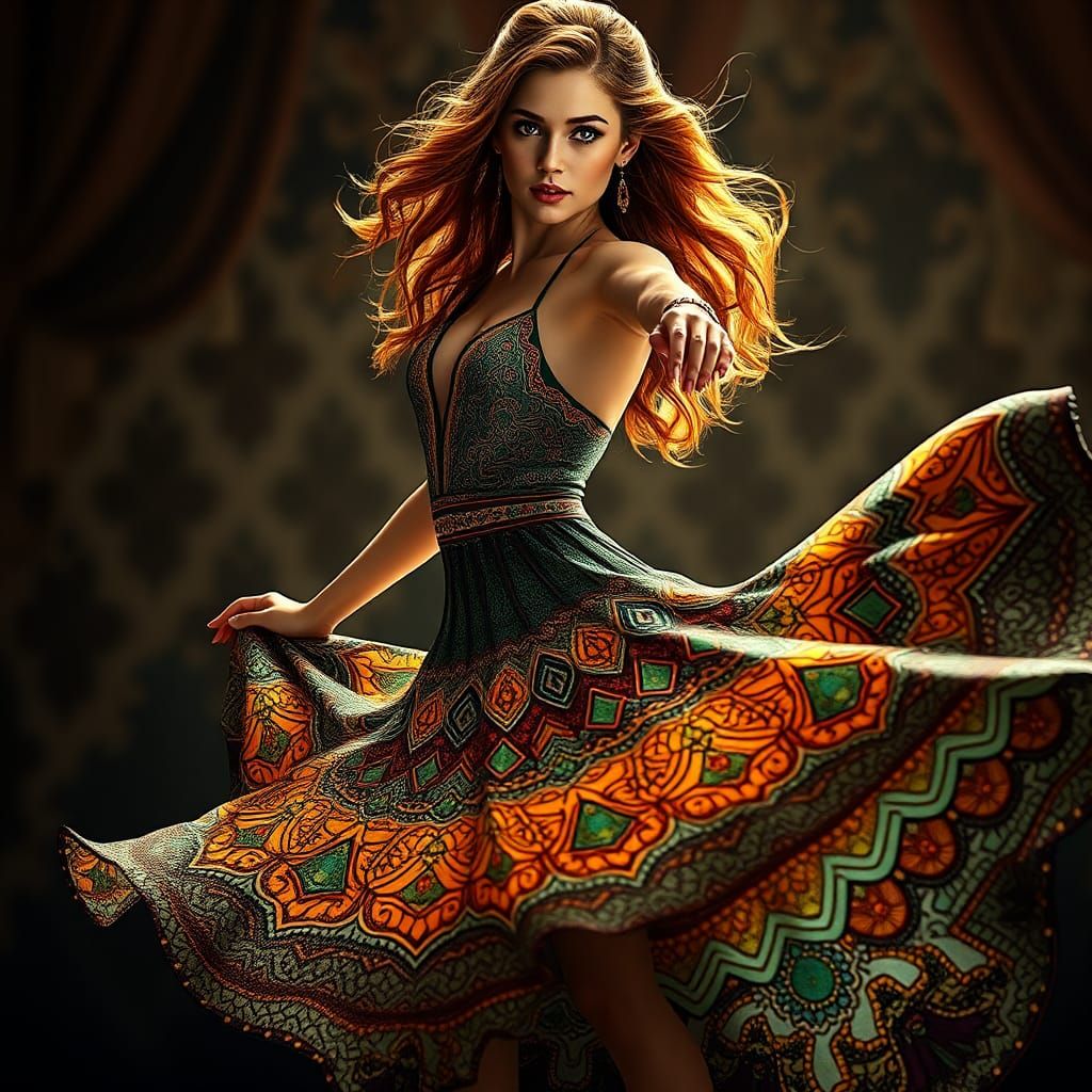 Moroccan Dancer Portrait in Hyperrealistic Digital Art
