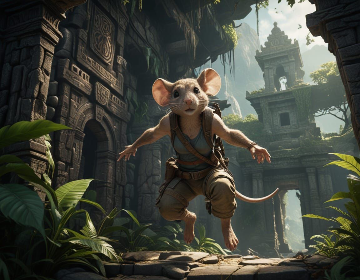 Heroic Mouse Leaps Over Temple Gap
