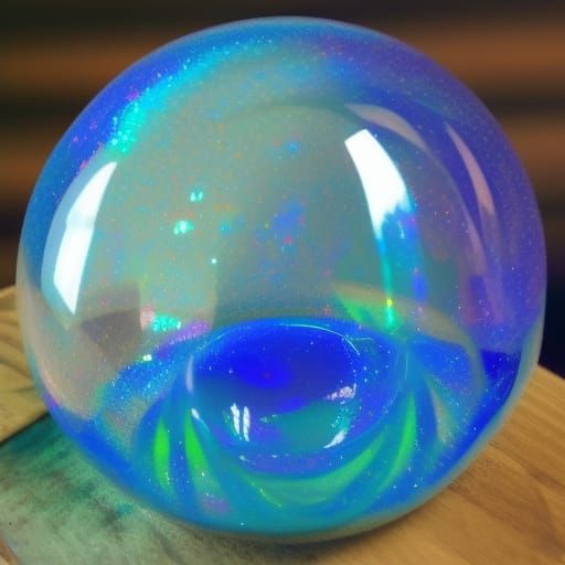Ethereal cobalt blue holographic bubble