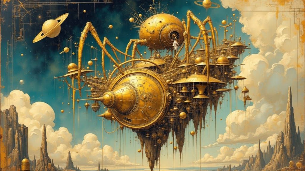 Brass Clockwork Spider on Gramophone Island