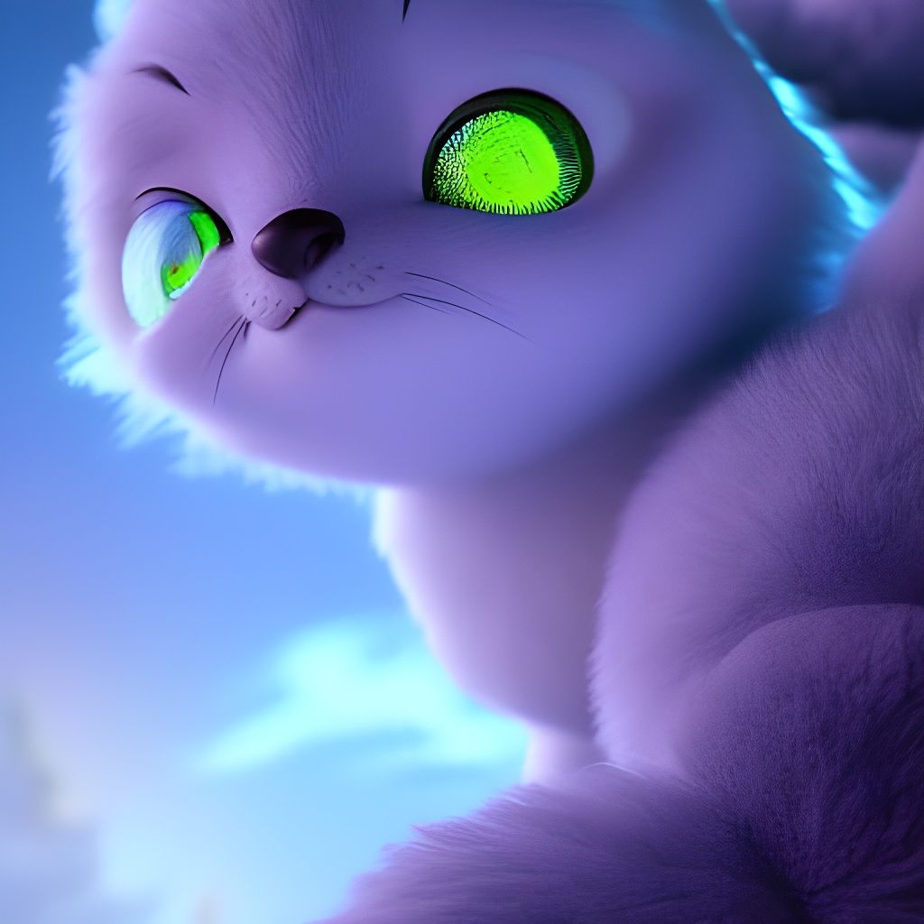 Magical Mountain Creature with Glowing Plants