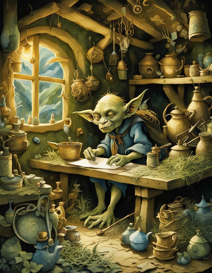 Goblin's Workshop: A Whimsical Paper Art Creation