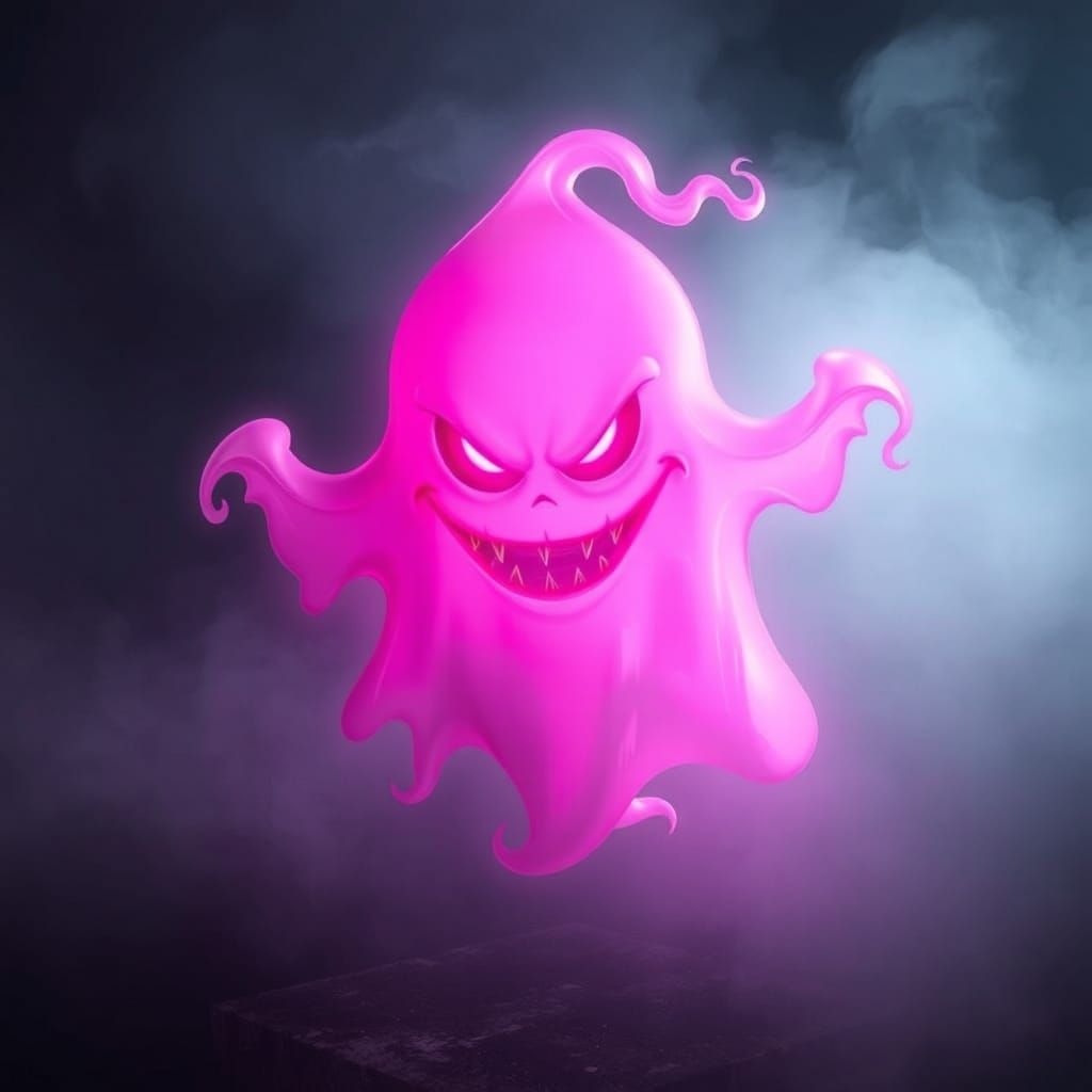 Ethereal Pink Specter in Darkened Landscape