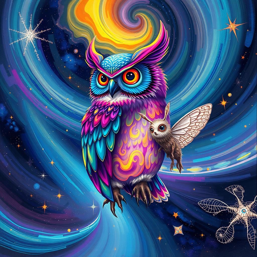 Cosmic Owl and Moth Lost in Space