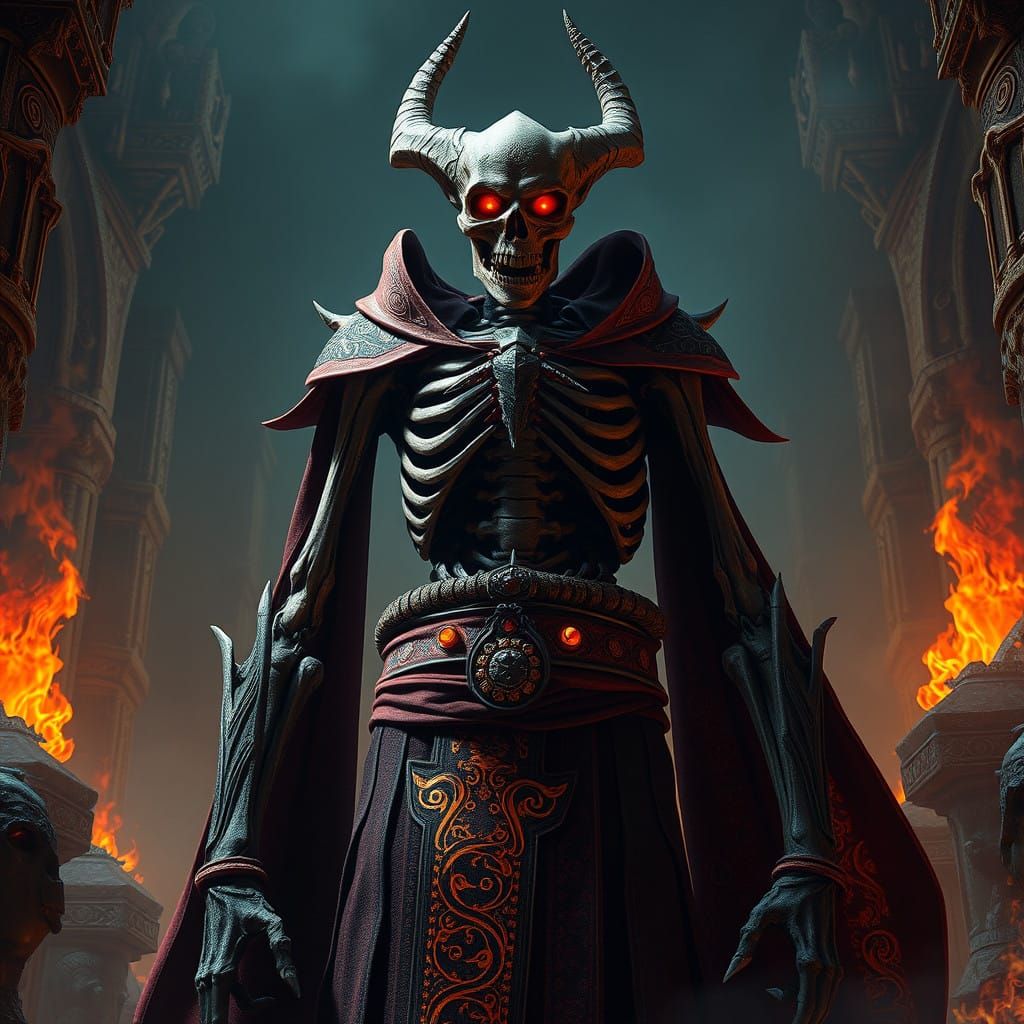 Towering Dragon Priest Emits Fiery Aura