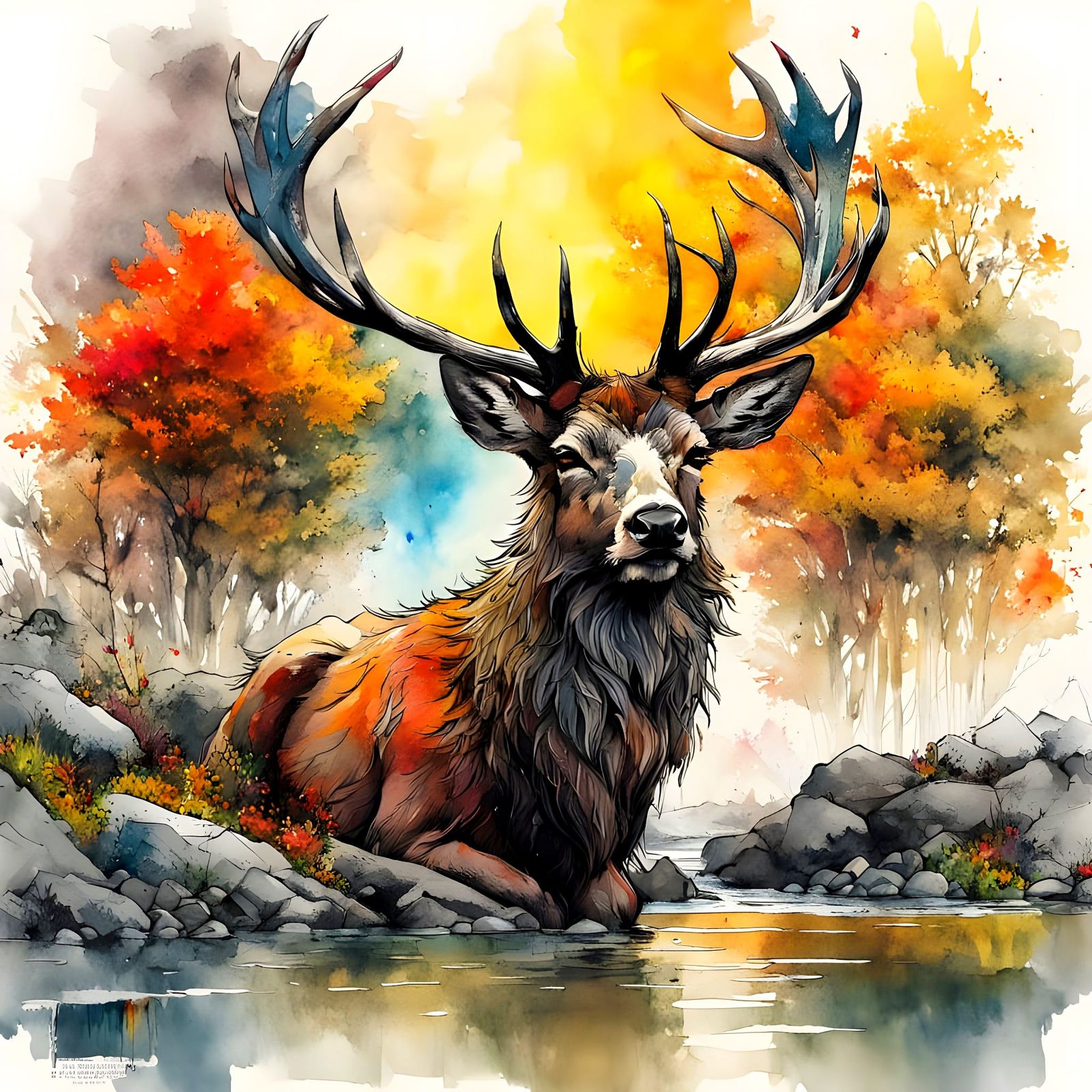Majestic Autumn Stag in Vibrant Landscape