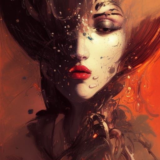 Beautiful Woman Portrait Inspired by Klimt and Bilibin