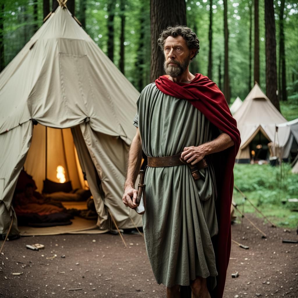 Marcus Aurelius in a Roman Military Camp