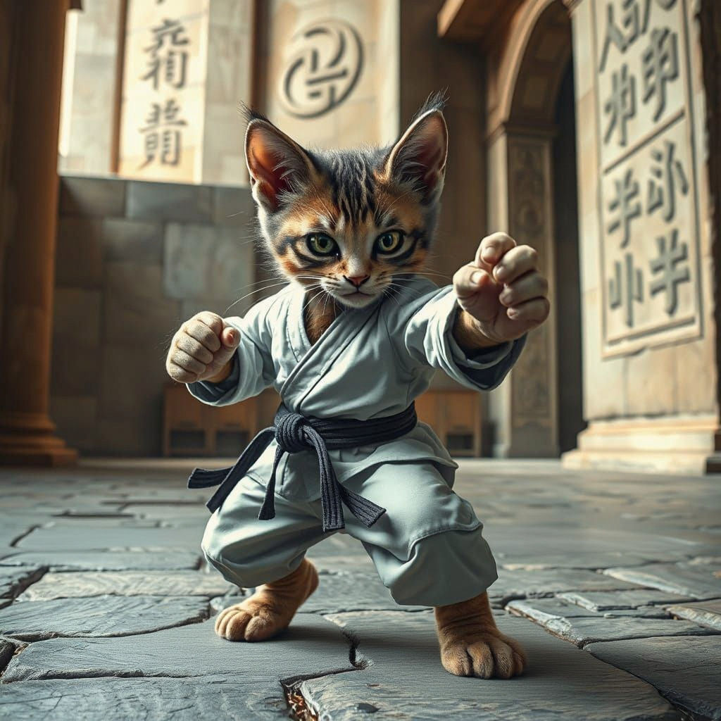 Fierceful Karate Kitten in Fantasy Warrior Style