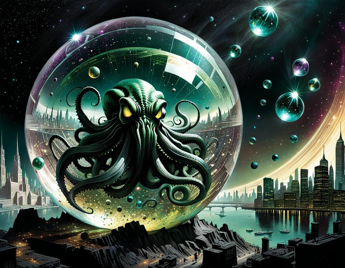 Eldritch Cthulhu Throws Glass Cities in Space