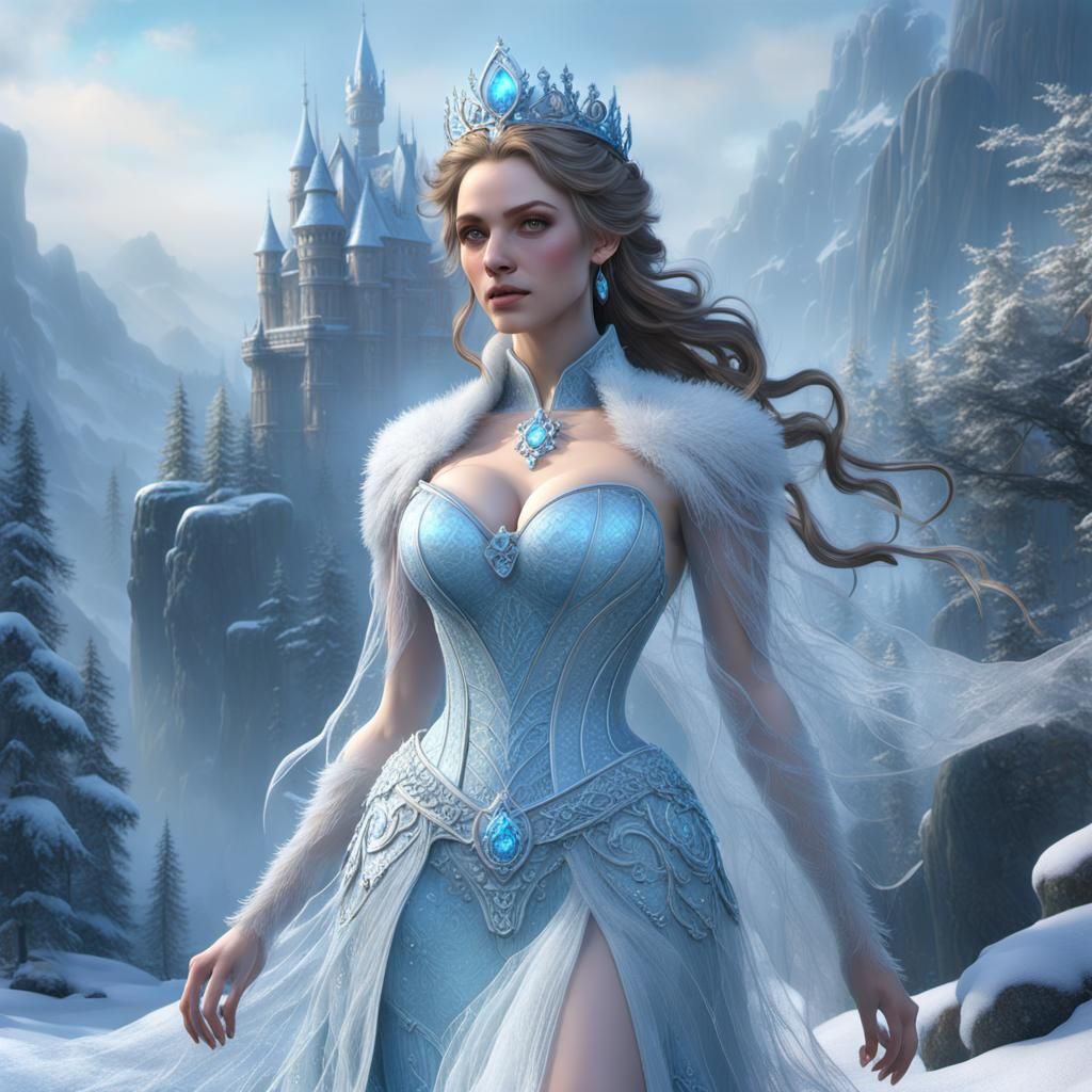 Ethereal Ice Princess in a Fantasy 3D Cinematic Style