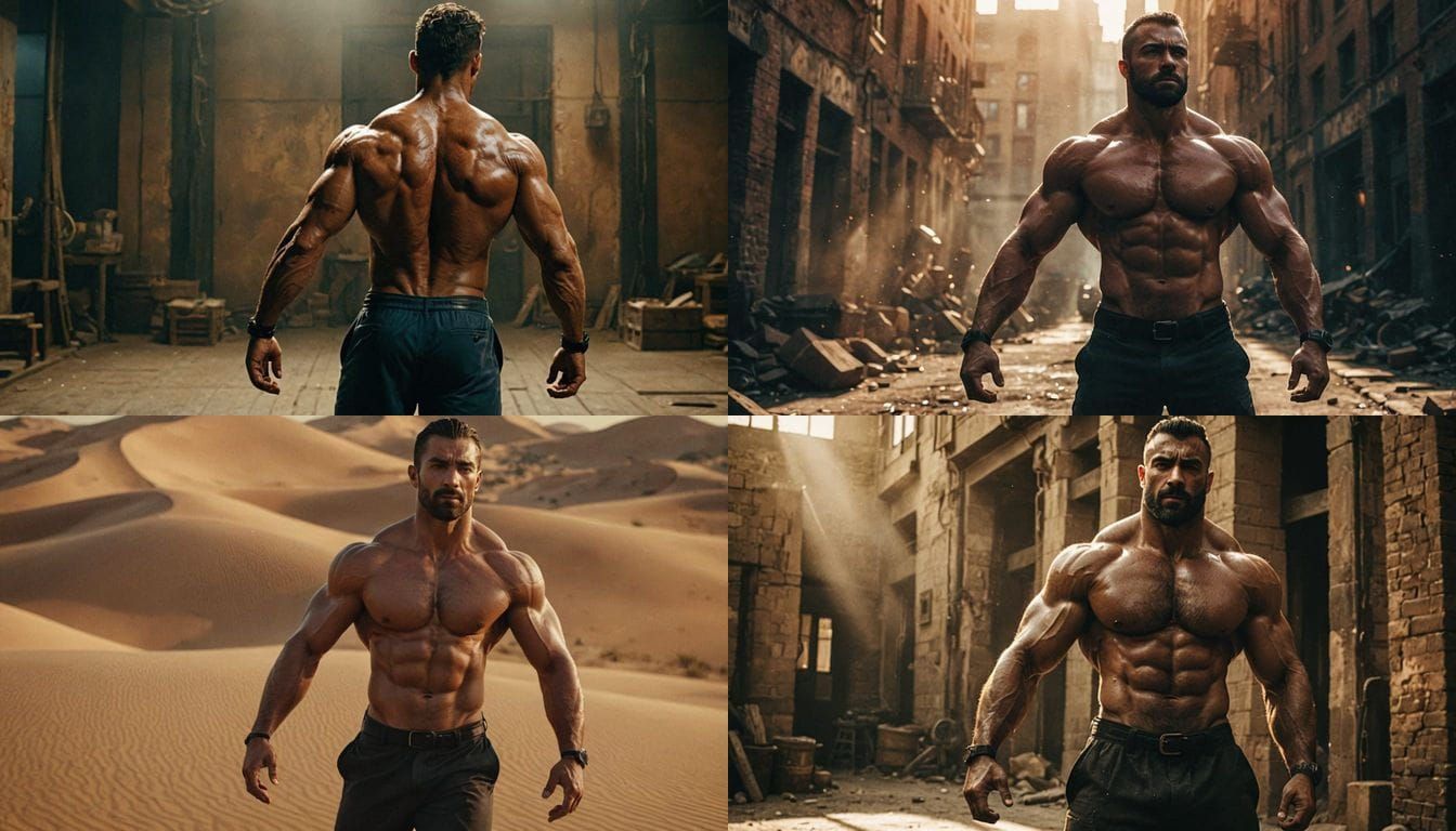 Chiseled Arab Bodybuilder in Cinematic Glory