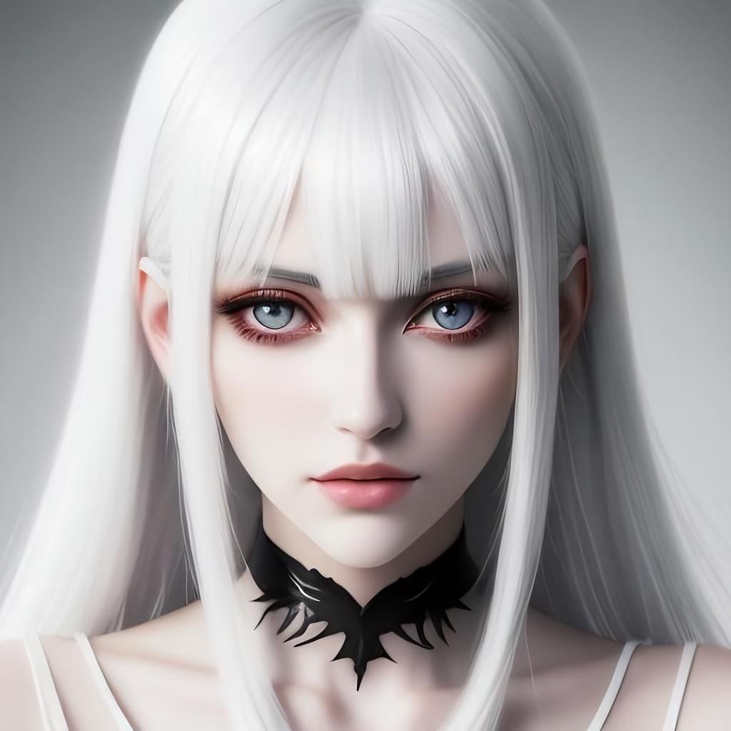 Ethereal Silver-Haired Woman in Digital Art Style