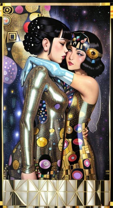 Cosmic Art Deco Fairy Goddess in Metallic Splendor