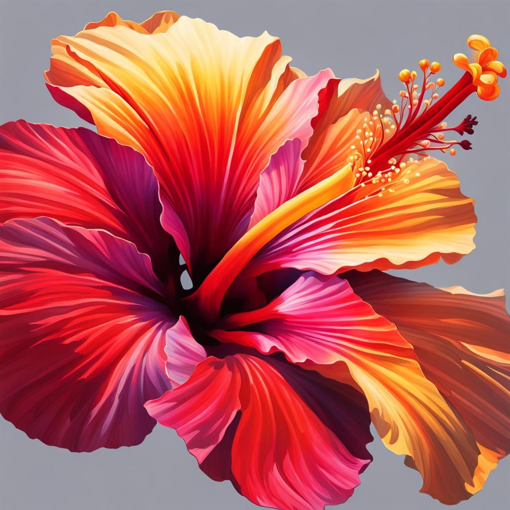 Hyperrealistic Hibiscus Flower in Splash Art Style