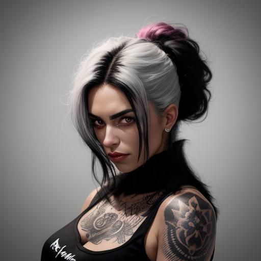 Brazilian Woman Portrait with Pink Eyes in High Contrast