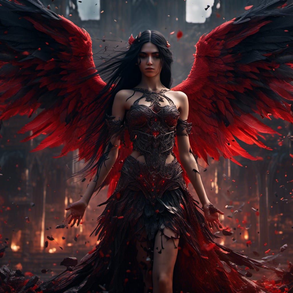 Hyperrealistic Fallen Angel in Splendid Colors