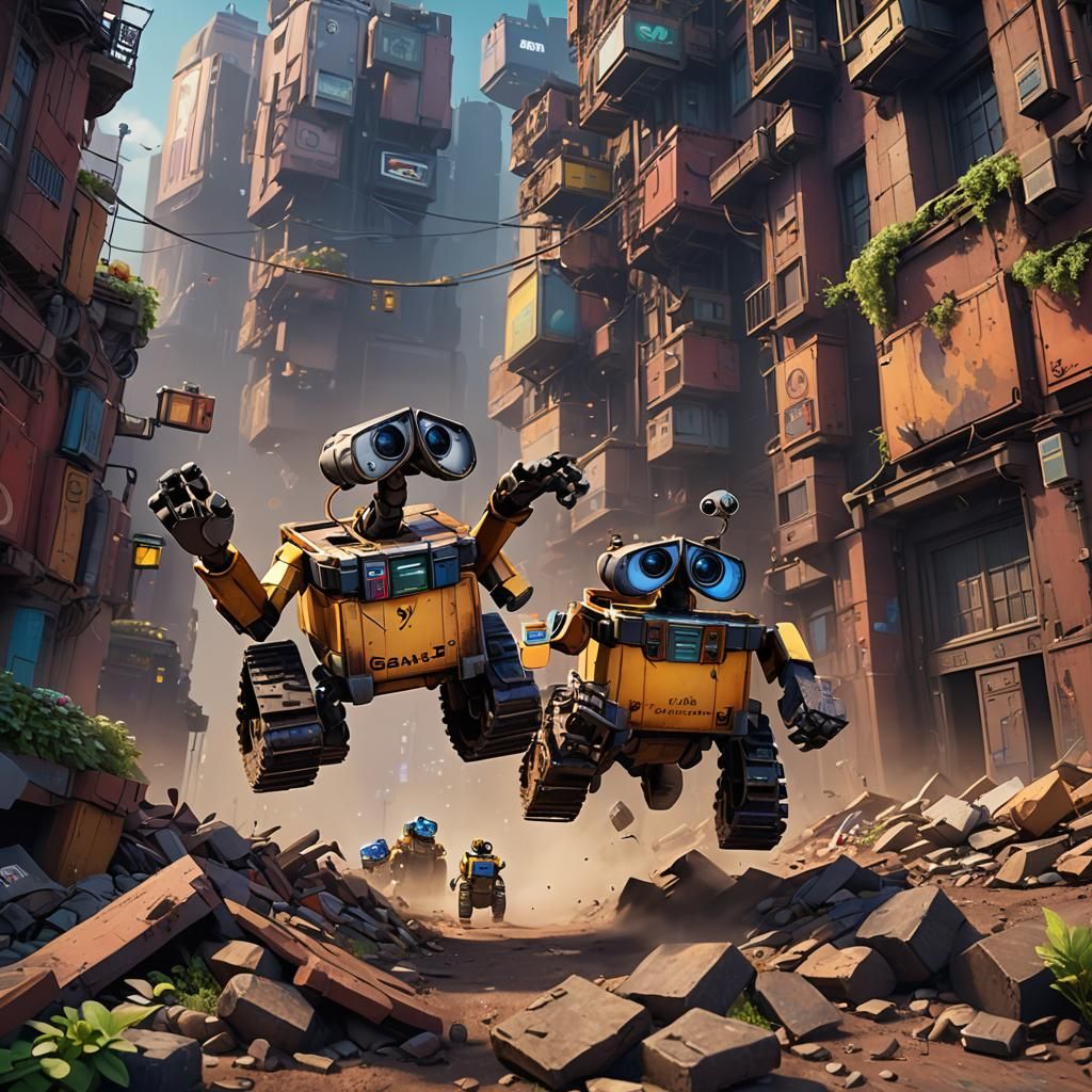 Giant Wall-E Causes Panic in Detailed Matte Painting